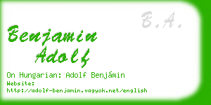 benjamin adolf business card